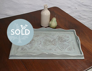 Pedran hand painted shabby chic  Ornate Wooden Tray