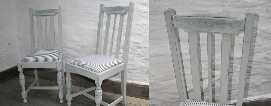 Pedran hand painted Pair of Oak chairs